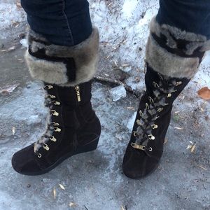 Brown Suede Faux-Fur Winter Fashion Boot